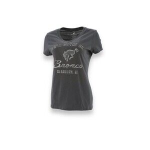 Ford Bronco Women's Vintage Logo Distressed Charcoal Grey V-Neck T-Shirt Medium